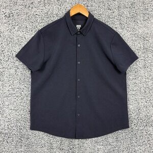 Under 510 Shirt Mens Extra Large Navy Button Front Stretch Short Sleeve XL
